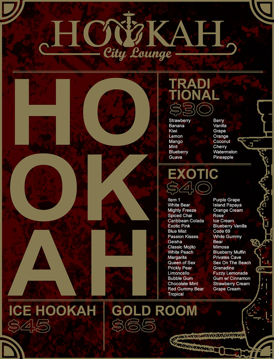 Hookah Menu Hcl2020